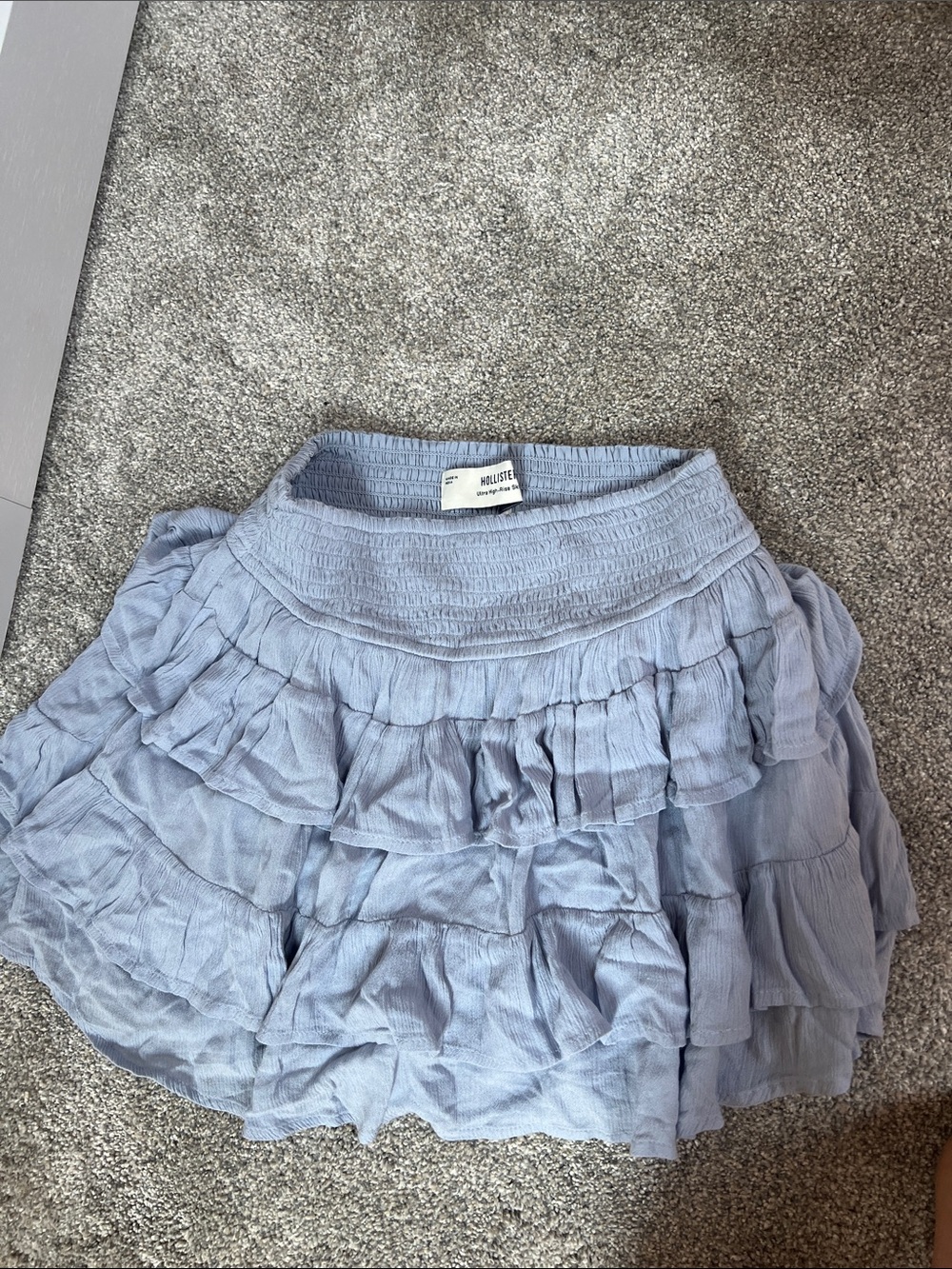 Hollister Pale Blue Tiered Ruffle Mini Skirt